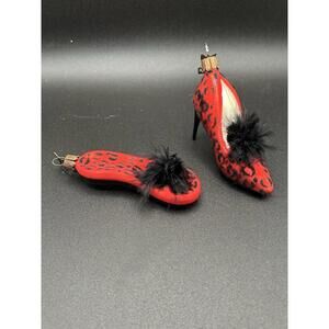 Vintage Slipper And High Heel Shoe Ornaments Set of 2 -2003